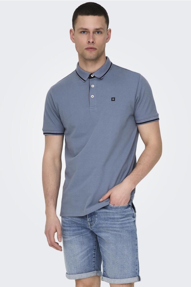 ONSFLETCHER LIFE SLIM SS POLO NOOS 22024827 FLINT STONE